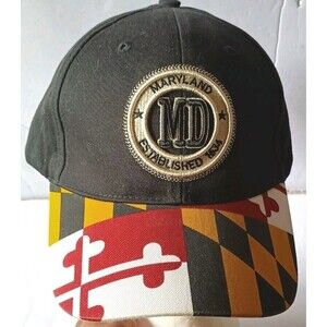 Robin Ruth Hat Cap Maryland Hook And Loop State Flag Black Logo New